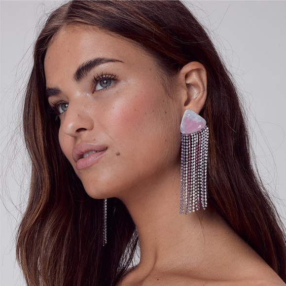 For Love and Lemons - Azalea Crystal Earrings, Pinky - Picture 4 of 4